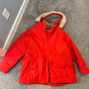 L.L. Bean Vibrant Red Ski Jacket with Fur Hood